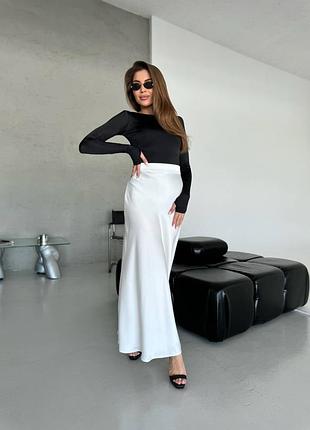 Сатиновая длинная юбка