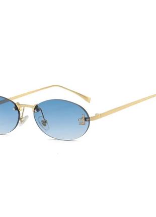Сонцезахисні окуляри без оправи в стилі fendi темно синій градієнт1 фото