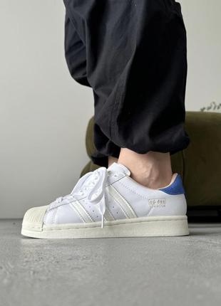 Адідас суперстар кеди adidas superstar white/blue2 фото