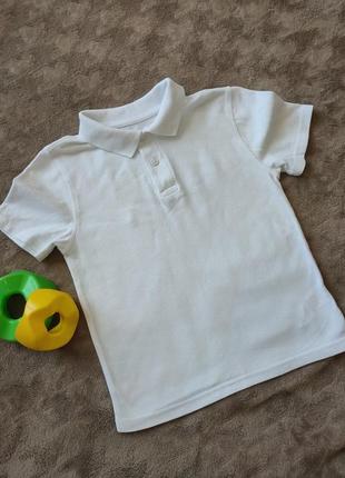 Белая футболка поло на мальчика 5-6 лет. футболочка на мальчика. тенниска1 фото