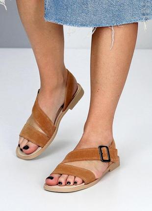 Босоніжки замшеві руді