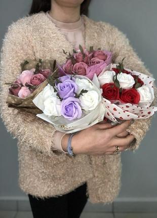 Мильні троянди букетик4 фото