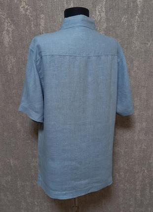 Сорочка, шведка з коротким рукавом лляна 100%льон ,бренд paul berman, легка ,літня.2 фото