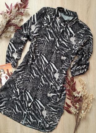 Плаття сорочка у леопардовий зміїний принт1 фото