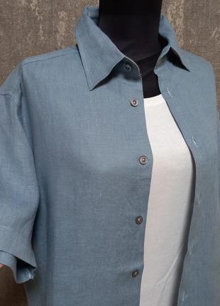 Сорочка, шведка з коротким рукавом лляна 100%льон ,бренд paul berman, легка ,літня.9 фото