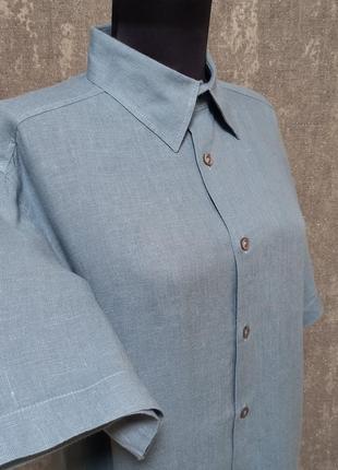 Сорочка, шведка з коротким рукавом лляна 100%льон ,бренд paul berman, легка ,літня.7 фото