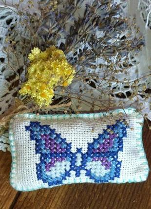 Набор аромо-саше лаванда, полынь, мята - подушечки с вышивкой ручной работы и натуральными травами7 фото