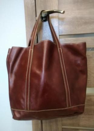 Вместительная сумка шоппер кожаная genuine leather