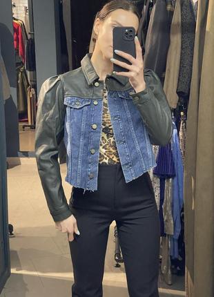 Куртка джинсівка, шкірянка, шкіряна куртка хакі куртка від бренду only5 фото