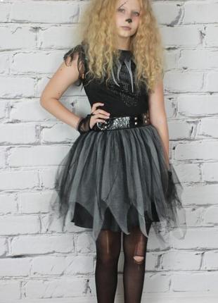 Карнавальний костюм-сукня дівчинка скелет, зомбі, королева смерті з крилами 13-14 років monster high3 фото