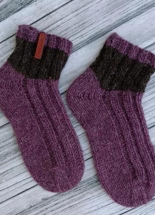 Вовняні шкарпетки 37-39 р - в'язані шкарпетки для дому - теплі зимові шкарпетки7 фото
