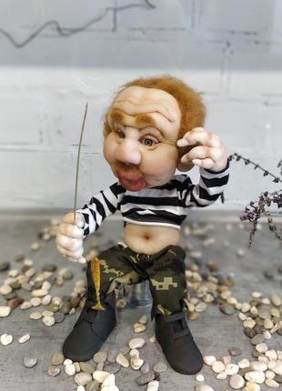 Интерьерная сувенирная авторская кукла ручной работы "рыбак"2 фото