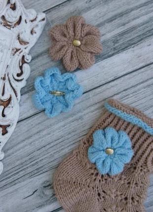 Набор для подарка - уютные ажурные носочки + 2 броши в форме цветочков10 фото