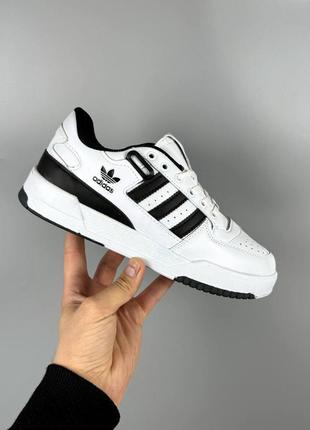 Мужские кроссовки адидас форум лоу белые с чёрным / adidas forum low white/black