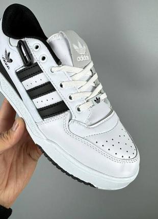 Мужские кроссовки адидас форум лоу белые с чёрным / adidas forum low white/black6 фото