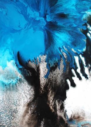 Интерьерная картина акрилом "яркая синяя абстракция"5 фото