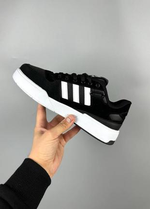 Мужские кроссовки адидас форум лоу чёрные с белым / adidas forum low black5 фото