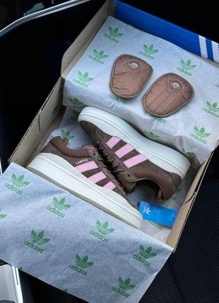 Женские кроссовки adidas campus x bad bunny brown pink 36-37-38-39-40-415 фото