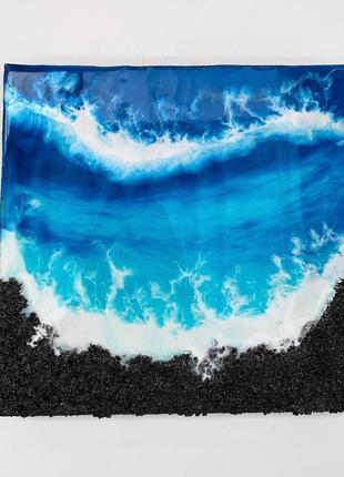 Інтер'єрна картина епоксидною смолою море resin art подарунок реалістичне море абстракція1 фото
