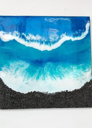 Інтер'єрна картина епоксидною смолою море resin art подарунок реалістичне море абстракція3 фото