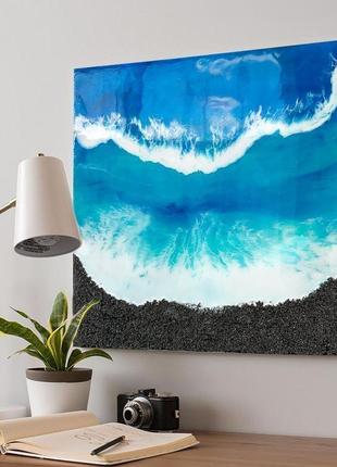 Інтер'єрна картина епоксидною смолою море resin art подарунок реалістичне море абстракція1 фото