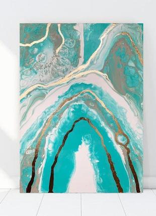 Современная картина абстракция 50*70 поталь fluid art холст подарок1 фото