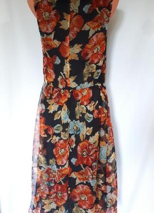 Платье шифоновое в крупный цветочный принт topshop tall ( размер 38)2 фото