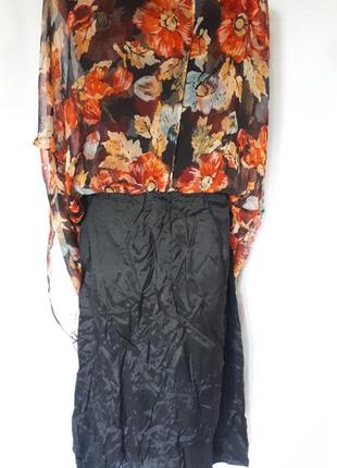 Платье шифоновое в крупный цветочный принт topshop tall ( размер 38)3 фото