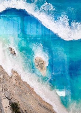 Інтер'єрна картина епоксидною смолою море resin art подарунок реалістичне море абстракція4 фото