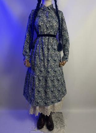 Красива довга пишна сукня плаття під вінтаж вінтажного стилю максі вільного фасону в квітах9 фото