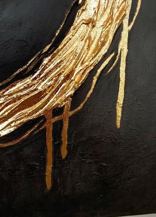 Стильна лофт рельєфна авторська картина абстракція 60 * 60 золото чорний темна абстракція подарунок2 фото