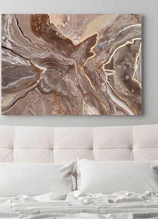 Картина "энергия земли" размер 70х100 см абстракция поталь коричнева золото холст подарок офис акрил4 фото