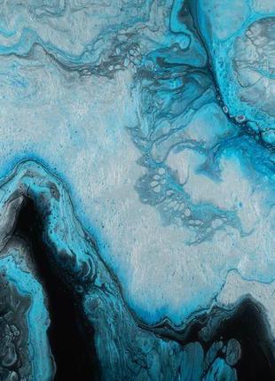 Интерьерная картина жидким акрилом "голубые волны"4 фото