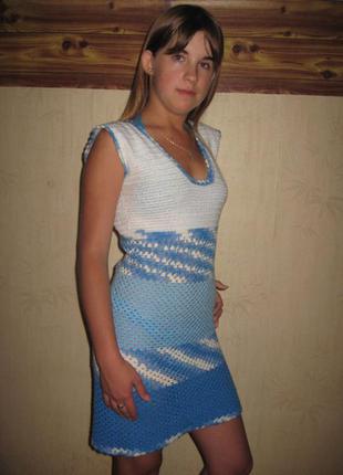 Платье вязаное "морское"1 фото