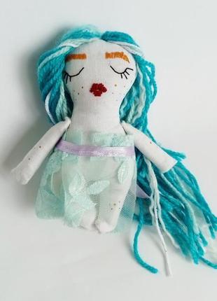 Інтер'єрна лялька-фея сплюшка в плаття вишивка, розпис по тканині5 фото