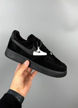 Чоловічі кросівки найк аір форс чорні / nike air force black1 фото