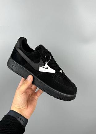 Чоловічі кросівки найк аір форс чорні / nike air force black5 фото