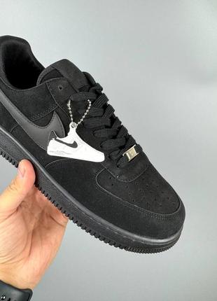 Чоловічі кросівки найк аір форс чорні / nike air force black3 фото