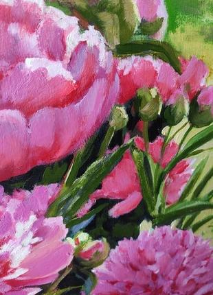 Картина маслом живопис квіти рожеві півонії3 фото