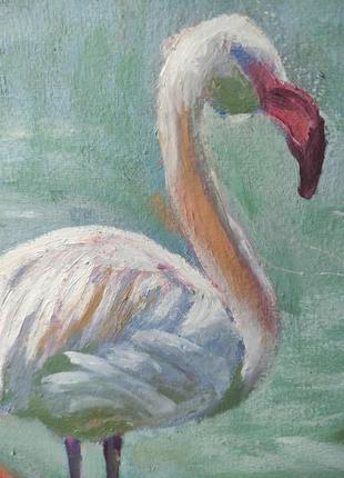 Картина маслом живопись фламинго птицы4 фото