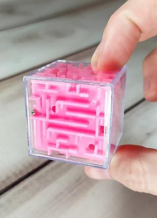 Детская головоломка "кубик-лабиринт" мини, розовая5 фото