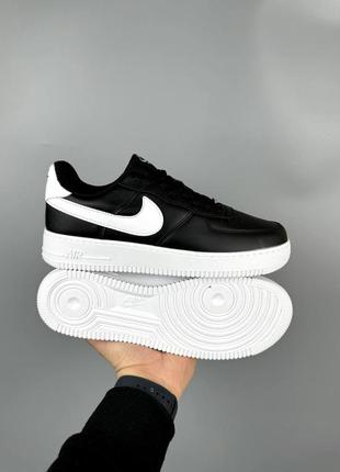 Мужские кроссовки найк аир форс чёрные с белым / nike air force black9 фото