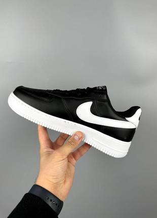 Мужские кроссовки найк аир форс чёрные с белым / nike air force black2 фото