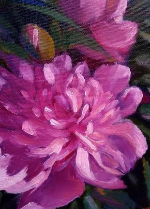 Картина маслом цветы розовые пионы2 фото