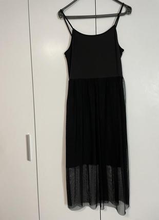 Черное платье сетка + подкладка