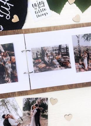 Индивидуальный фотоальбом из дерева с датой разные цвета4 фото