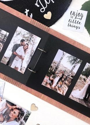 Индивидуальный фотоальбом из дерева с датой разные цвета5 фото