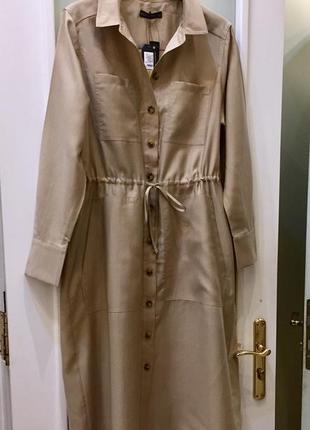 Нова.сукня сорочка marks & spencer long sleeve shirt dress coffee camel оригінал. зі свіжих колекцій