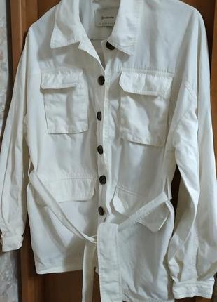 Джинсовая куртка рубашка пиджак с поясом размер s8 фото