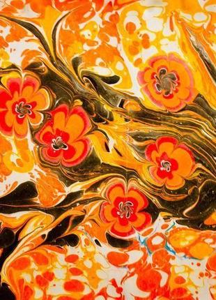 Интерьерная картина жидким акрилом "оранжевые цветы"5 фото